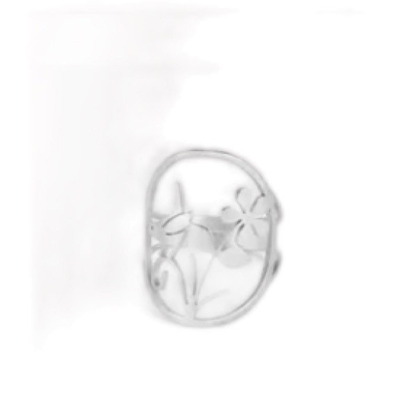 Boho Silver Bird and Flower Hollow Cut Metal Adjustable Ring - Picture 4 of 5